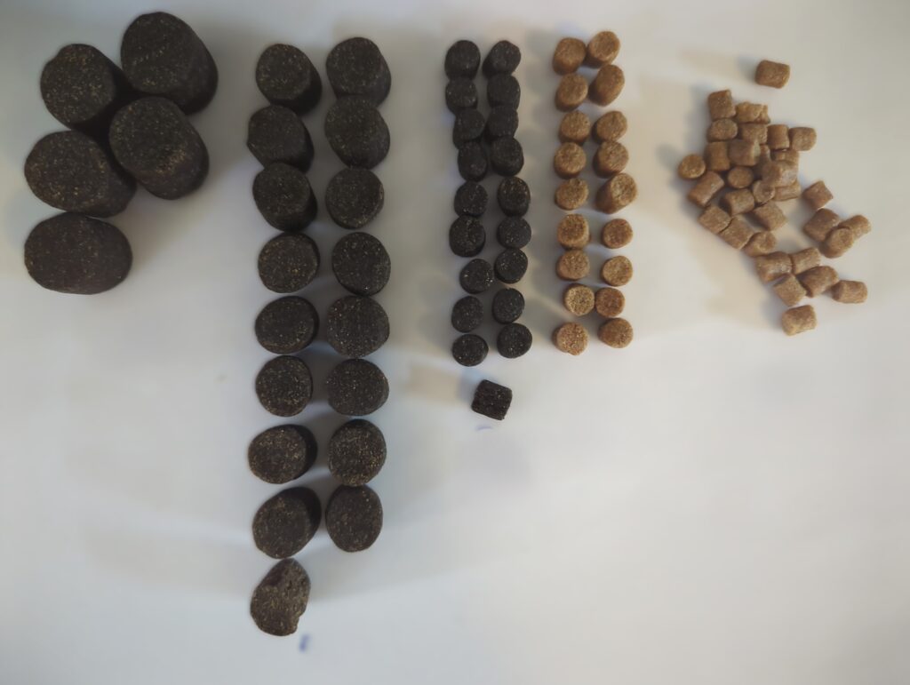 The composition of a 100g sample of Munch Baits XL pellets